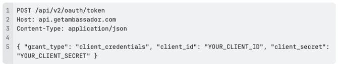 Exchange credentials for an access token